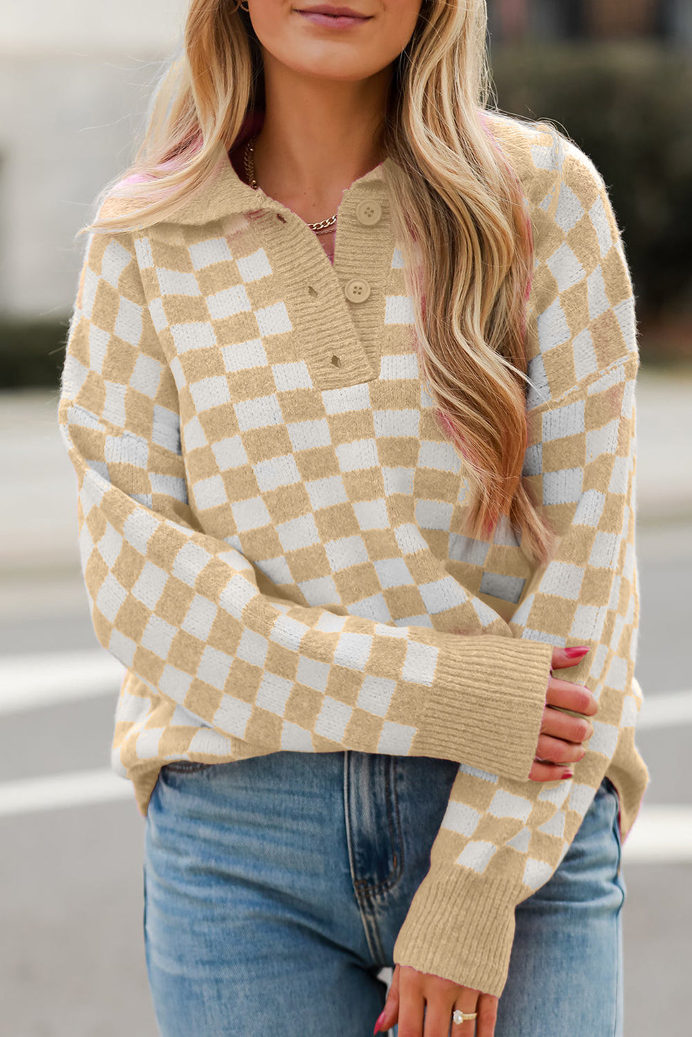 Elaina Checkered Sweater-5