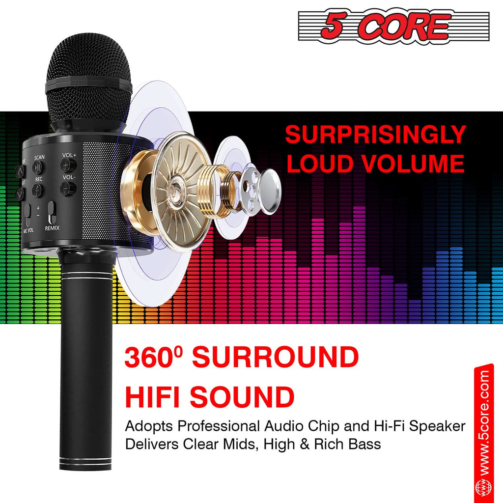 5Core Wireless Karaoke Microphone Bluetooth Mic Portable Handheld Microfonos Inalambricos BLACK-4